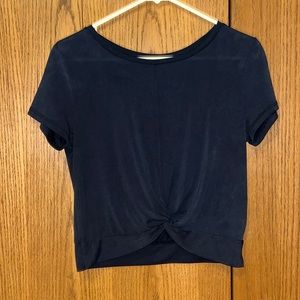 Zyia Black Swirl in the Front crop top shirt  S